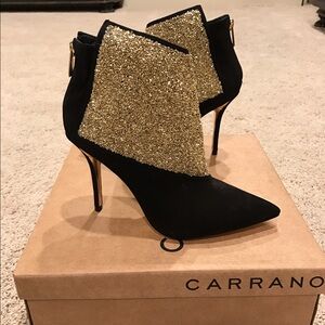 Carrano Black and Gold Ankle Booties